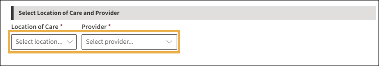 Print Predetermination Form with yellow highlight box around the Location of Care and Provider drop down menus.